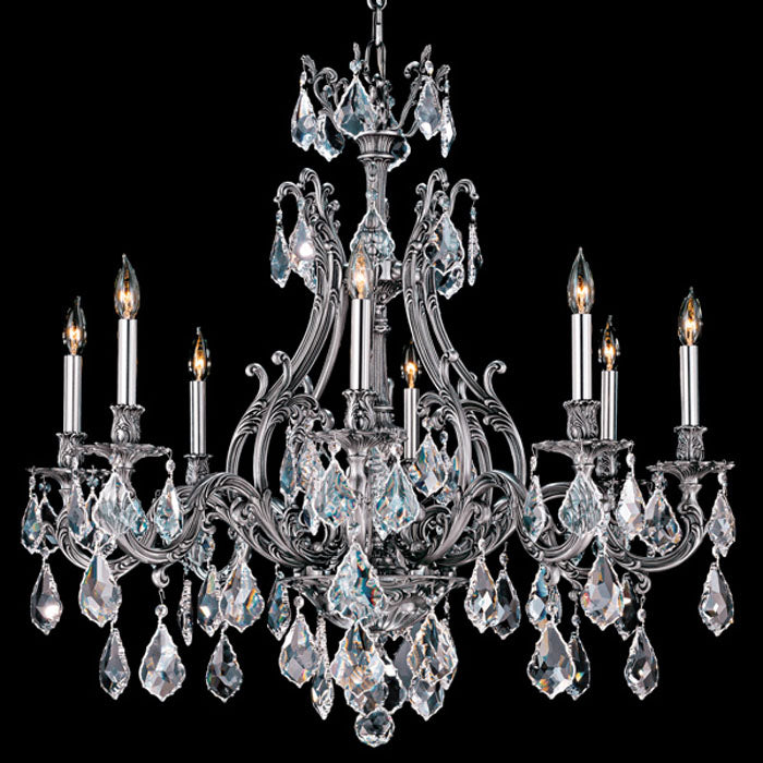 American Brass & Crystal - CH9633-A-10G-ST - Eight Light Chandelier - Chateau - Antique Silver