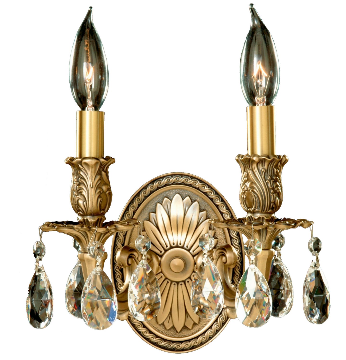 American Brass & Crystal - WS9402-O-02G-ST - Two Light Wall Sconce - Wall Sconce - Antique Black Glossy