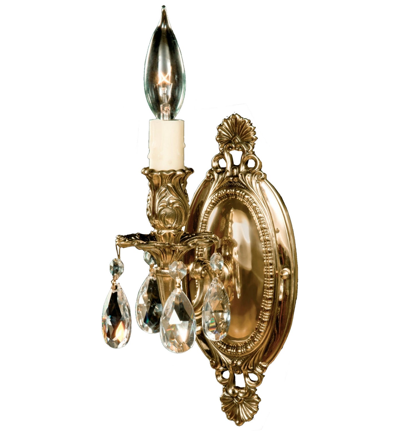 American Brass & Crystal - WS9411-O-12G-PI - One Light Wall Sconce - Wall Sconce - Polished Brass w/Black Inlay