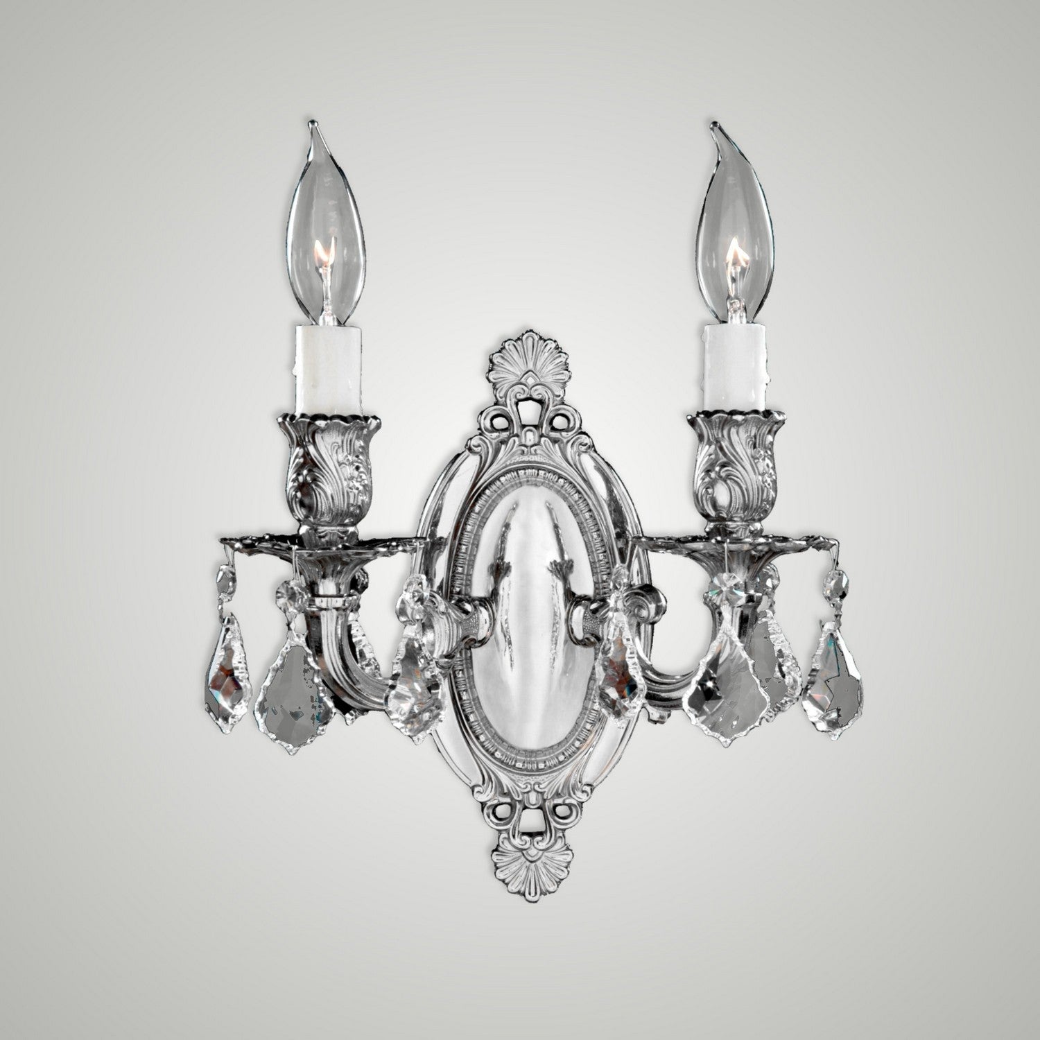 American Brass & Crystal - WS9412-A-08G-PI - Two Light Wall Sconce - Wall Sconces - Silver