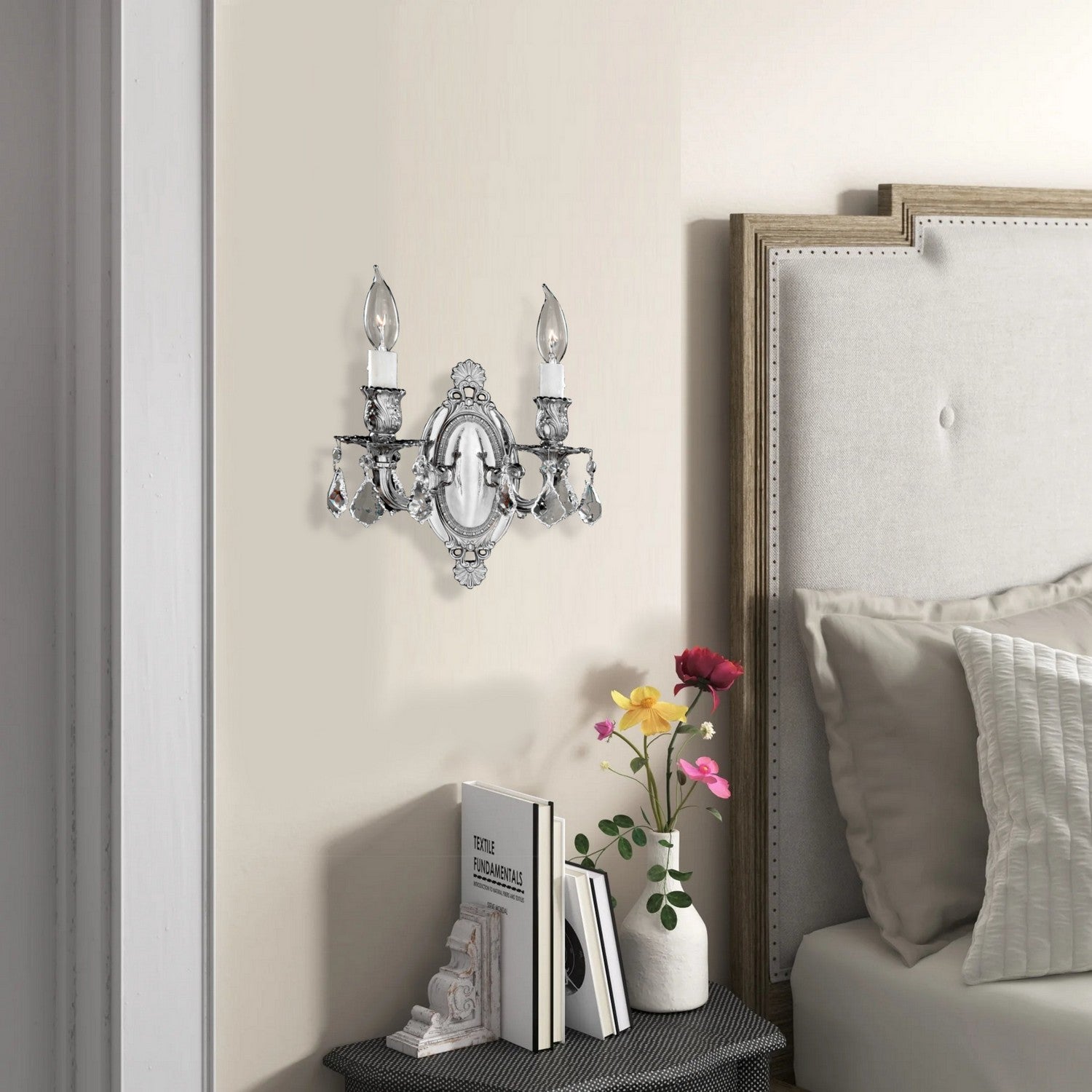 American Brass & Crystal - WS9412-A-08G-PI - Two Light Wall Sconce - Wall Sconces - Silver