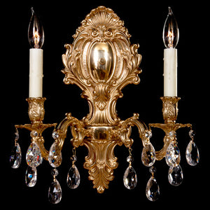 American Brass & Crystal - WS9424-O-16G-PI - Two Light Wall Sconce - Wall Sconce - True Brass