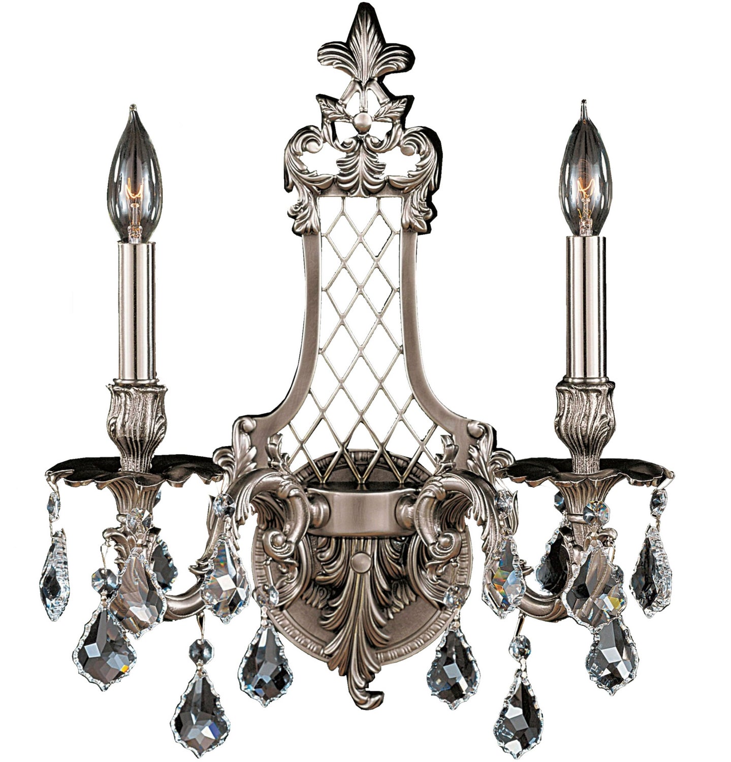 American Brass & Crystal - WS9452-A-10G-ST - Two Light Wall Sconce - Wall Sconce - Antique Silver