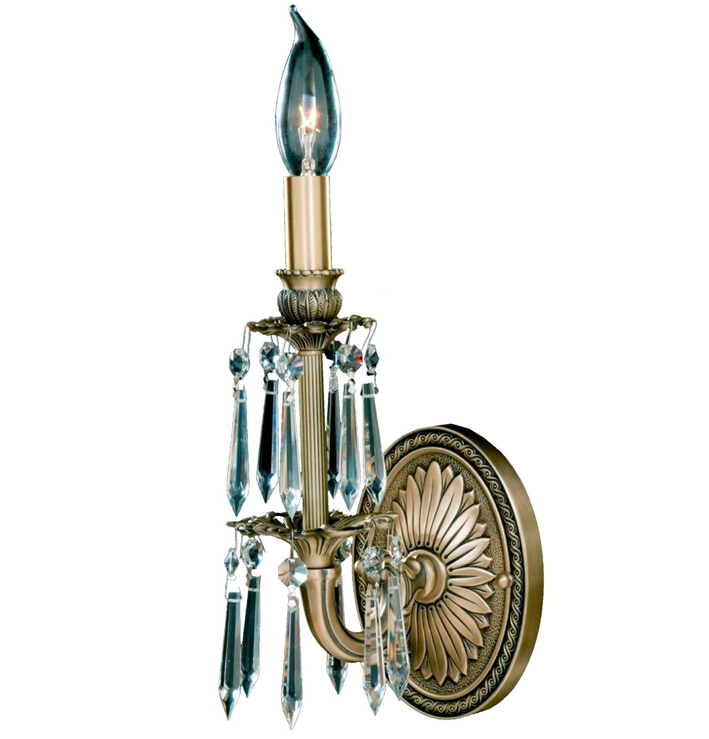 American Brass & Crystal - WS9471-U-02G-ST - One Light Wall Sconce - Wall Sconce - Antique Black Glossy