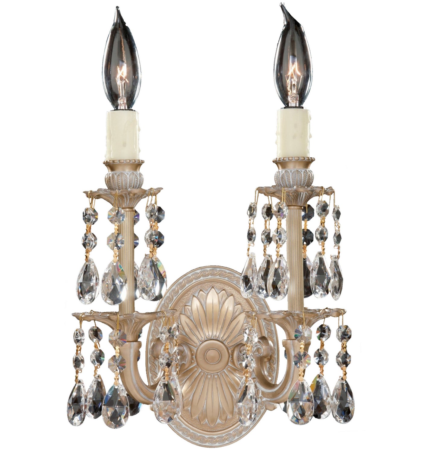 American Brass & Crystal - WS9475-O-04G-PI - Two Light Wall Sconce - Wall Sconce - Antique White Glossy