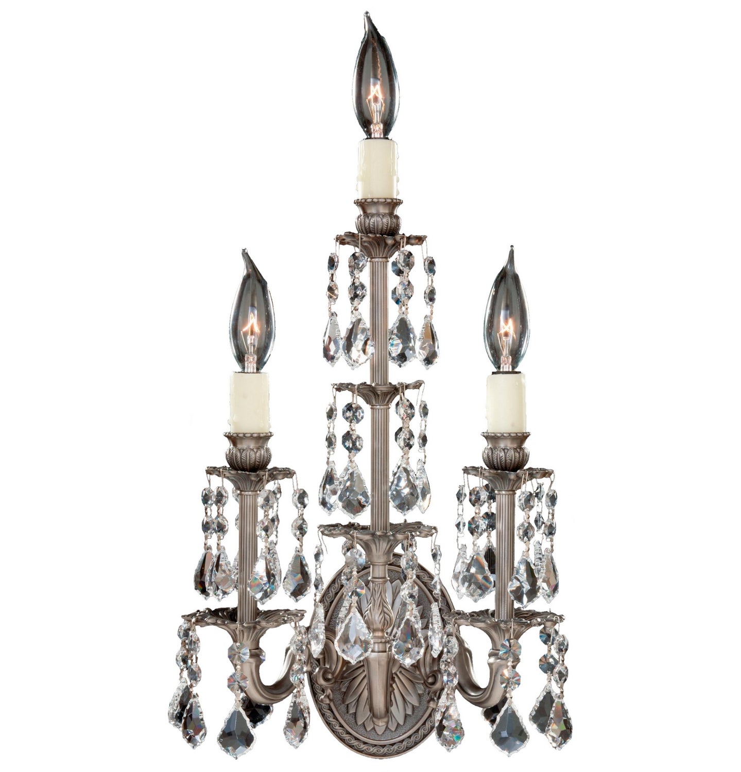 American Brass & Crystal - WS9479-A-10G-PI - Three Light Wall Sconce - Wall Sconce - Antique Silver