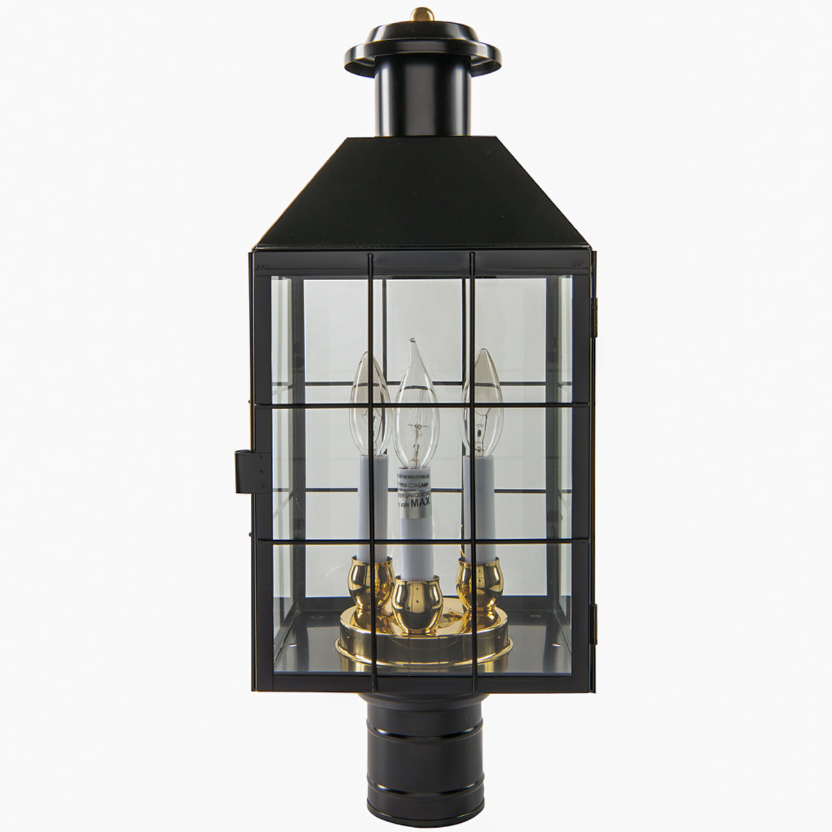 Norwell Lighting - 1056-BL-CL - Three Light Post Mount - American Heritage - Black