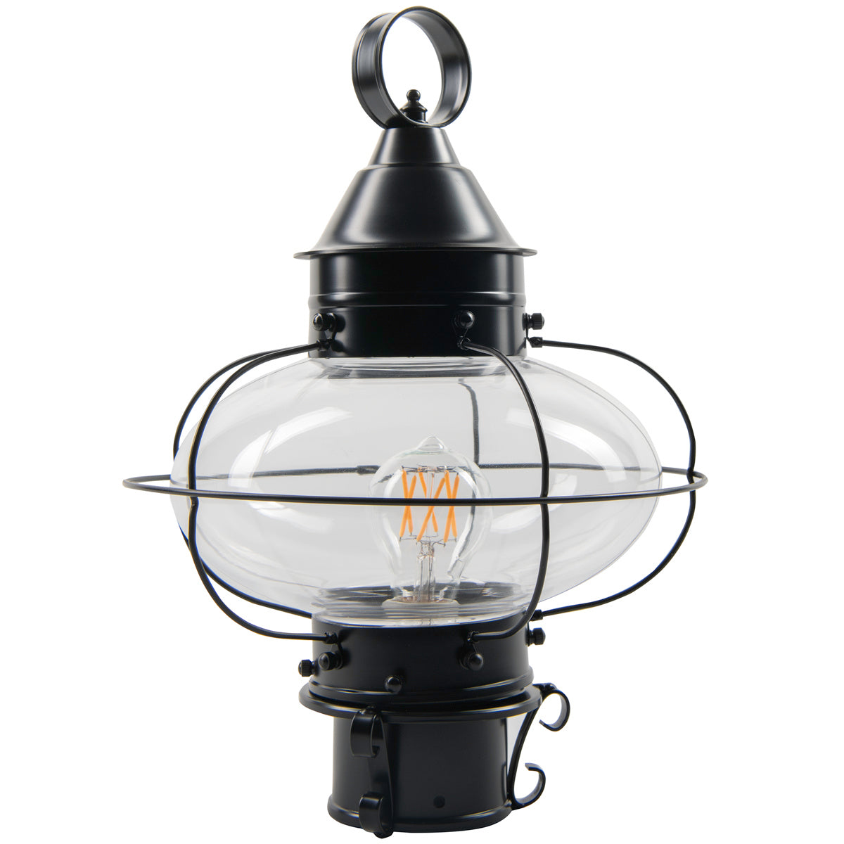 Norwell Lighting - 1321-BL-CL - One Light Post Mount - Cottage Onion - Black With Clear Glass