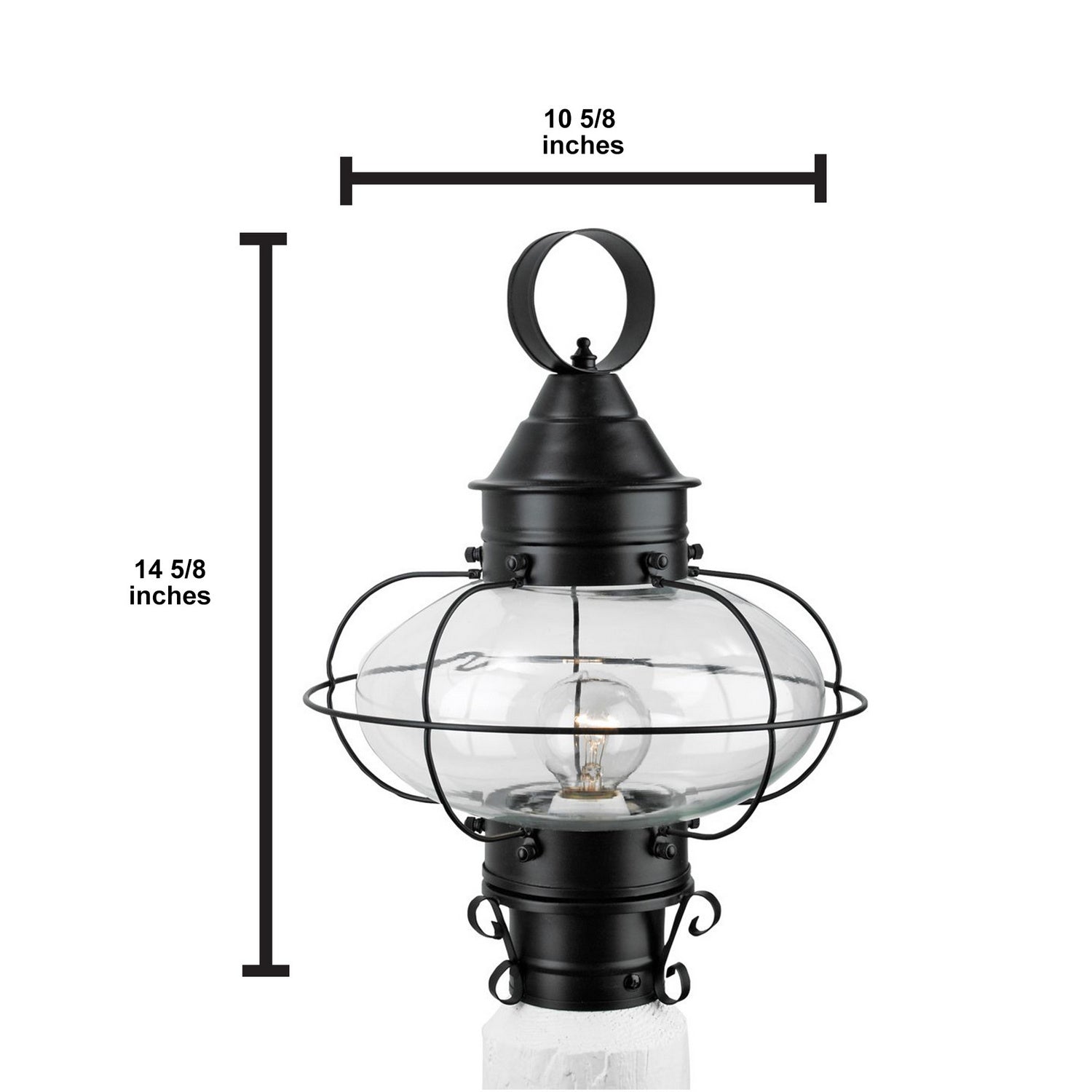 Norwell Lighting - 1321-BL-CL - One Light Post Mount - Cottage Onion - Black With Clear Glass