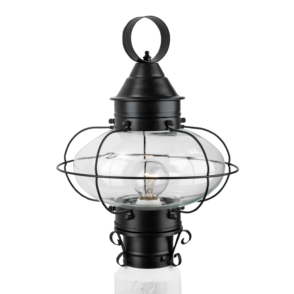 Norwell Lighting - 1321-BL-CL - One Light Post Mount - Cottage Onion - Black With Clear Glass