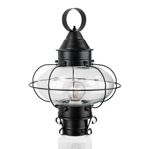 Norwell Lighting - 1321-BL-CL - One Light Post Mount - Cottage Onion - Black With Clear Glass