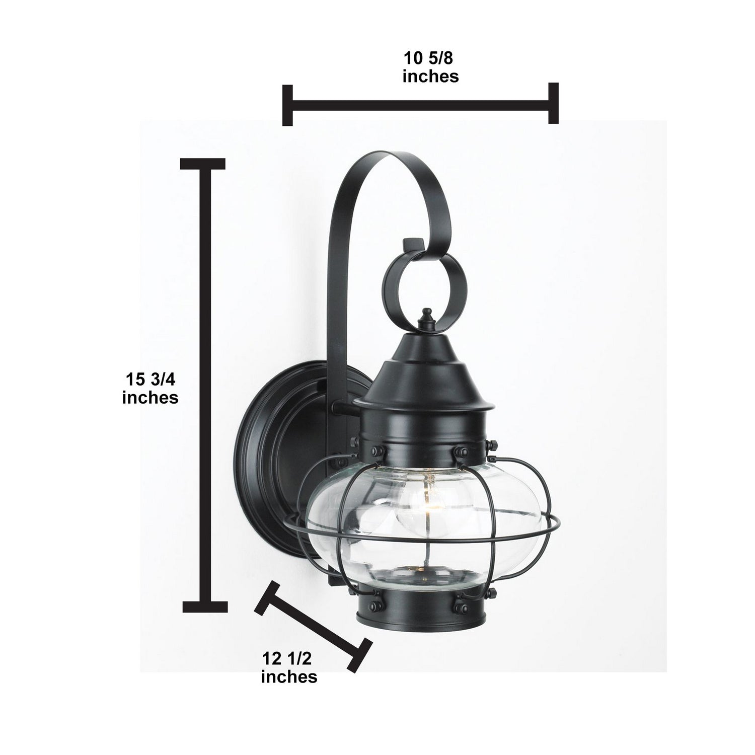 Norwell Lighting - 1324-BL-CL - One Light Wall Mount - Cottage Onion - Black With Clear Glass