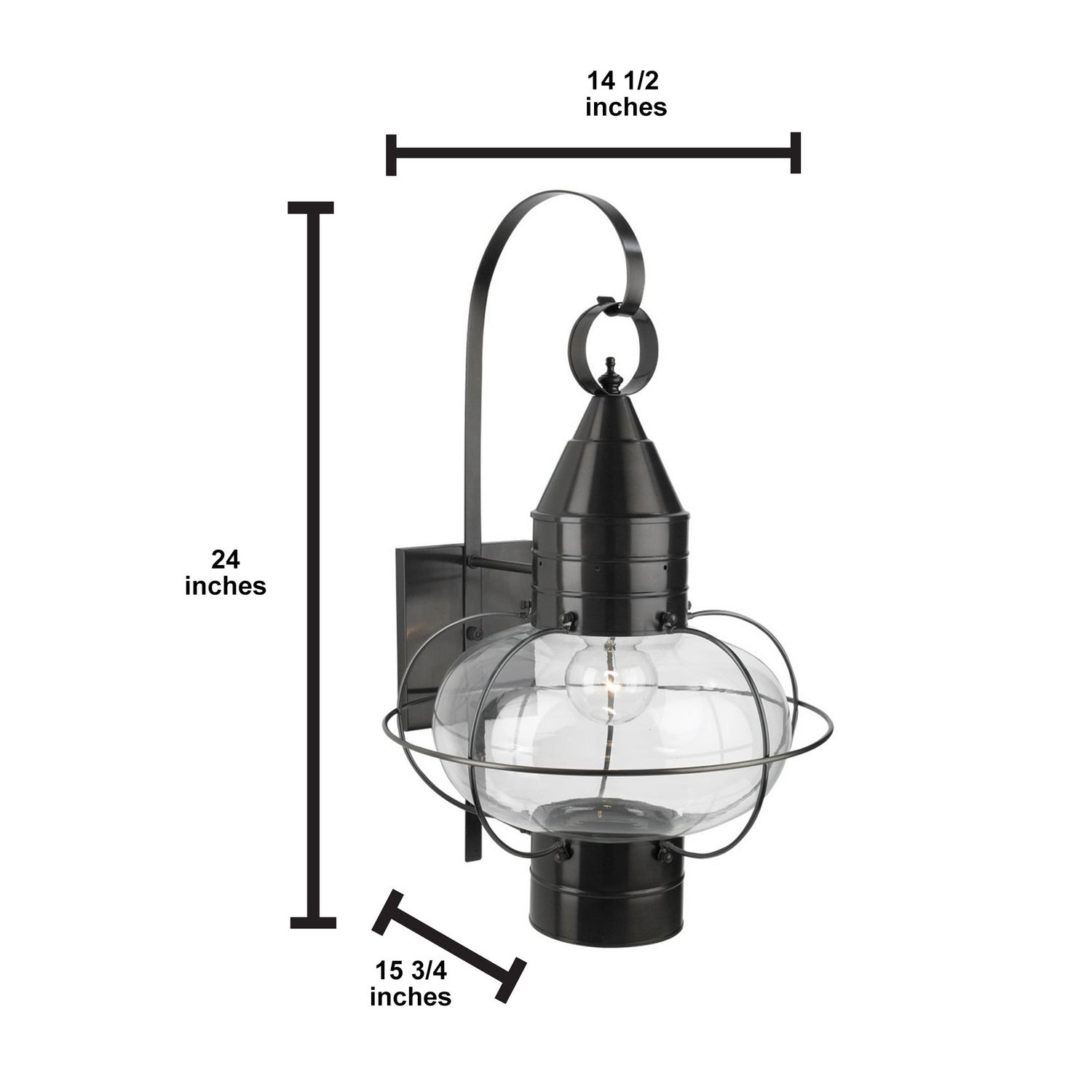 Norwell Lighting - 1509-BL-CL - One Light Wall Mount - Classic Onion - Black With Clear Glass