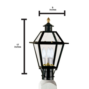 Norwell Lighting - 2234-BL-CL - Three Light Post Mount - Lexington - Black