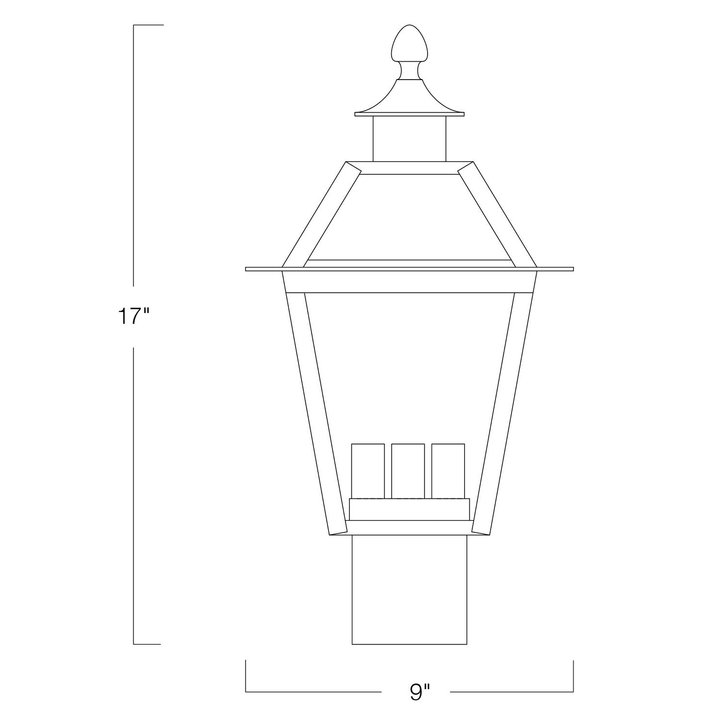 Norwell Lighting - 2234-BL-CL - Three Light Post Mount - Lexington - Black