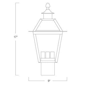 Norwell Lighting - 2234-BL-CL - Three Light Post Mount - Lexington - Black