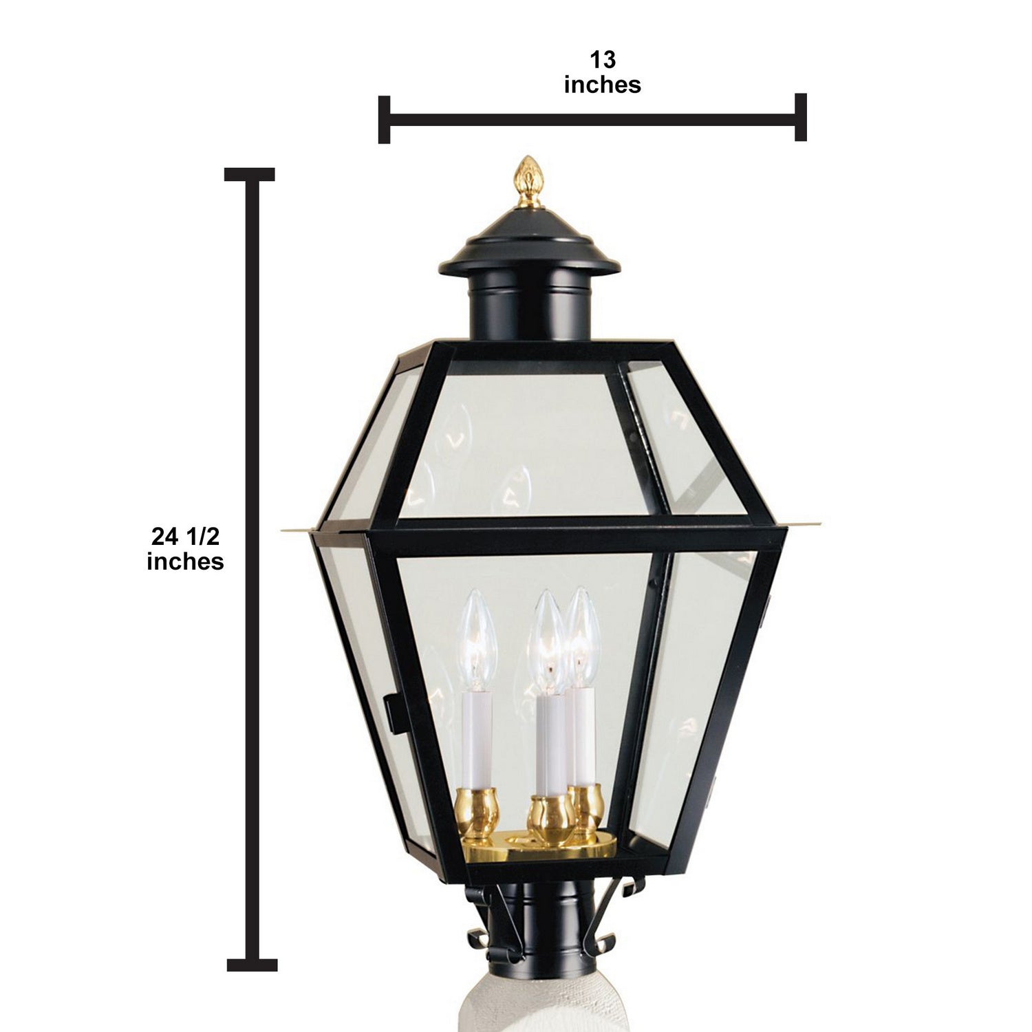 Norwell Lighting - 2235-BL-CL - Three Light Post Mount - Lexington - Black