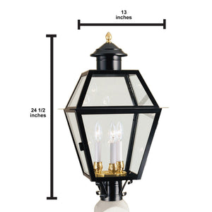 Norwell Lighting - 2235-BL-CL - Three Light Post Mount - Lexington - Black