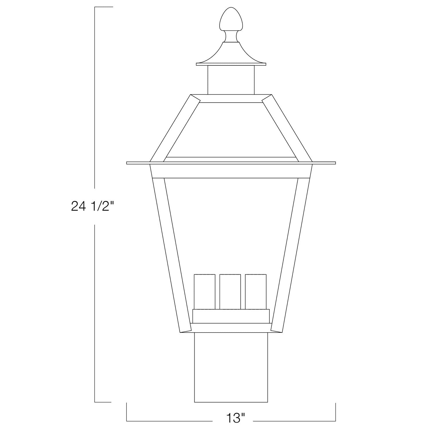 Norwell Lighting - 2235-BL-CL - Three Light Post Mount - Lexington - Black