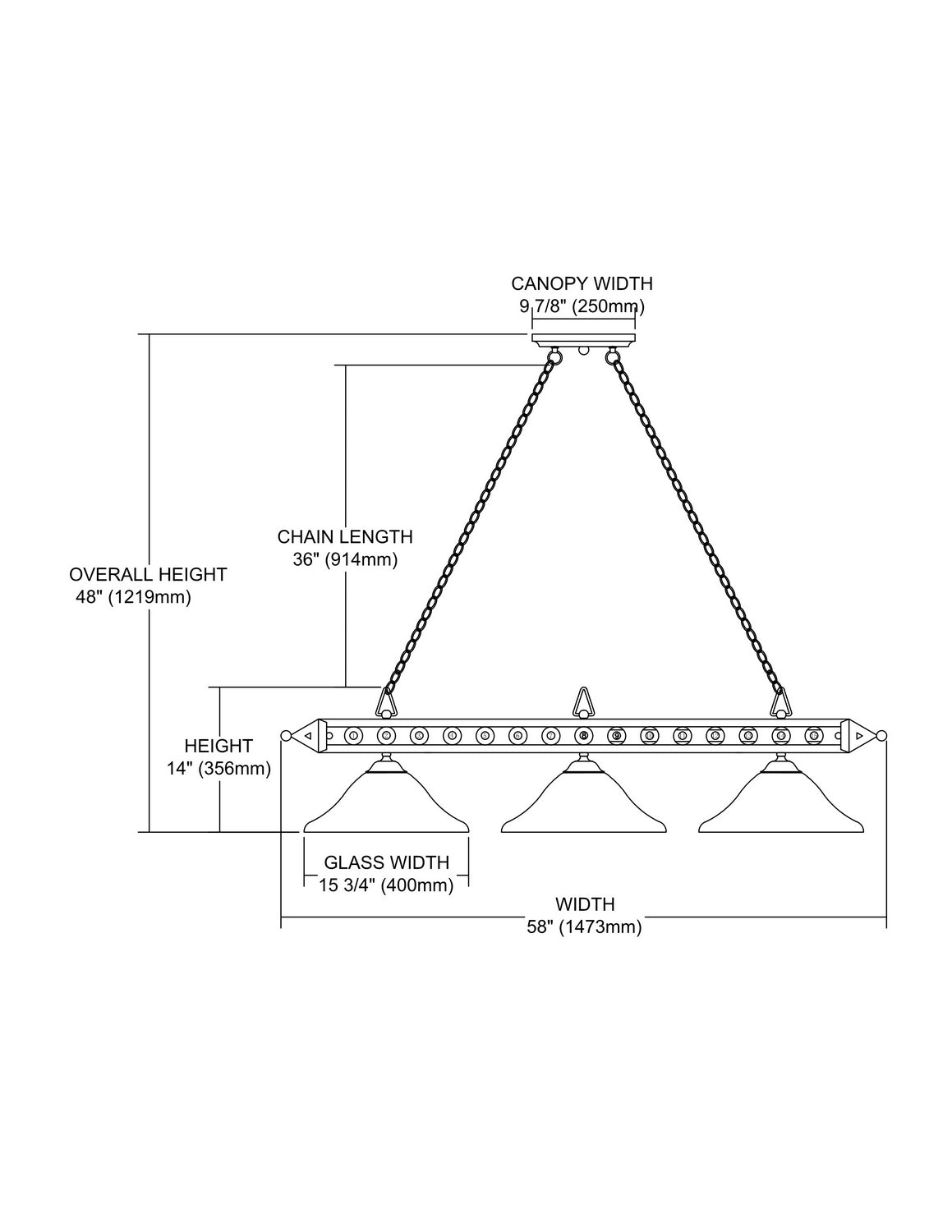 ELK Home - 190-1-BK-G1 - Three Light Linear Chandelier - Designer Classics - Matte Black