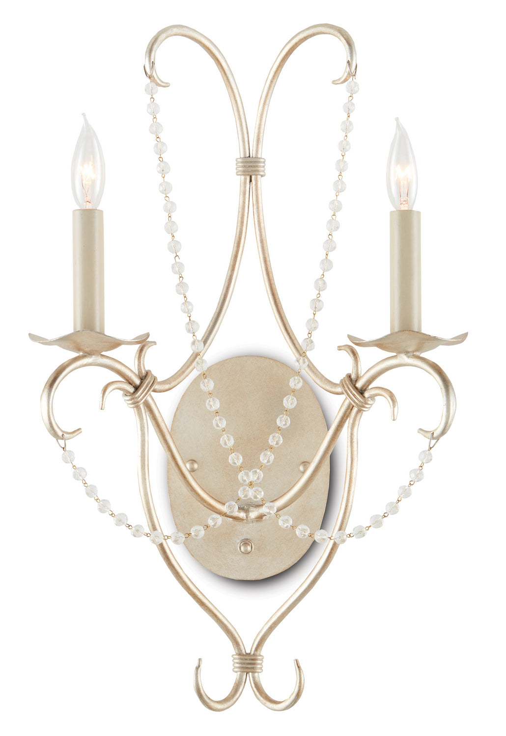 Currey and Company - 5980 - Two Light Wall Sconce - Crystal - Silver Leaf