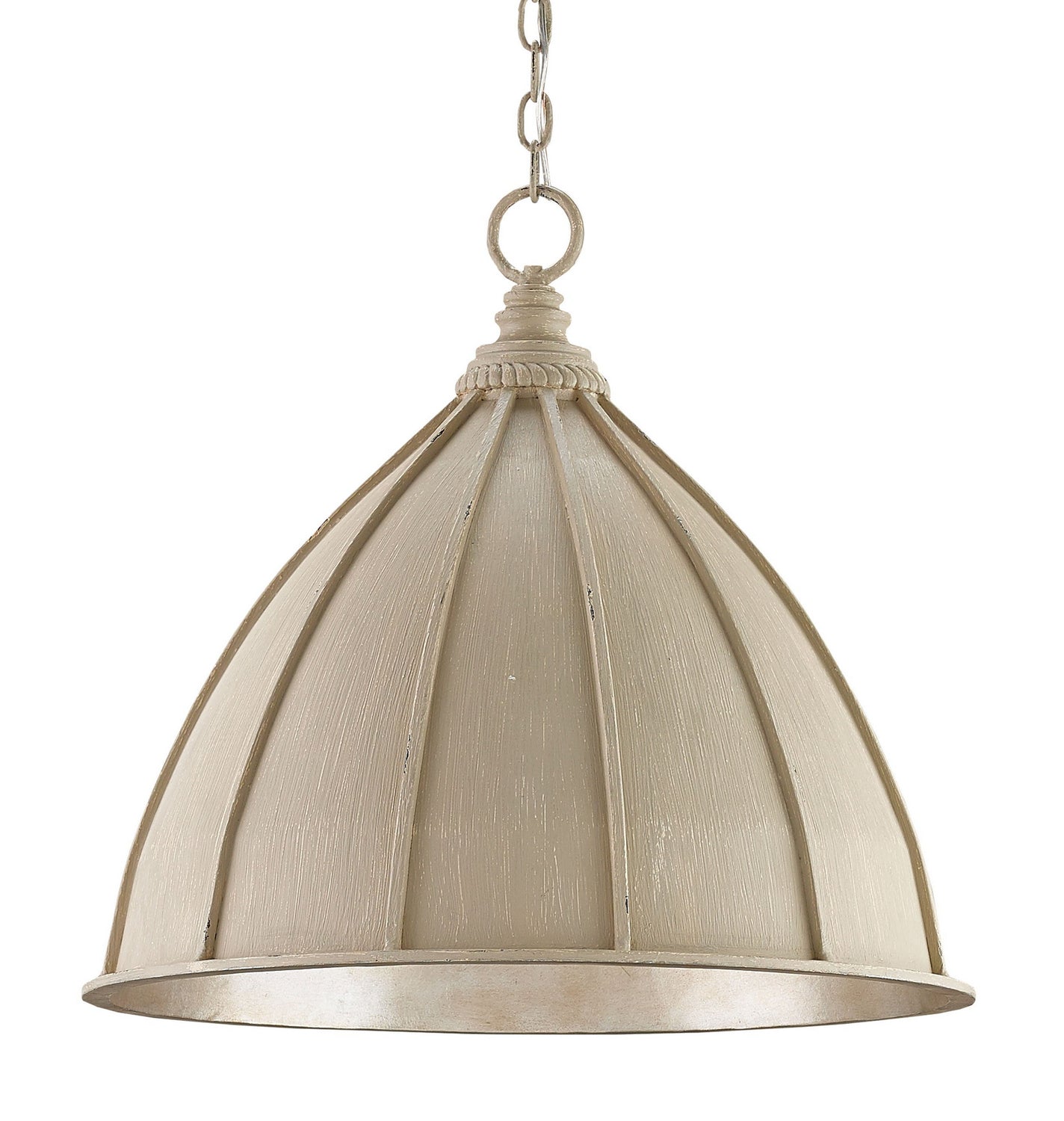 Currey and Company - 9149 - One Light Pendant - Fenchurch - Oyster Cream/Silver Leaf