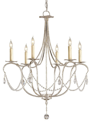 Currey and Company - 9890 - Six Light Chandelier - Crystal - Silver Leaf