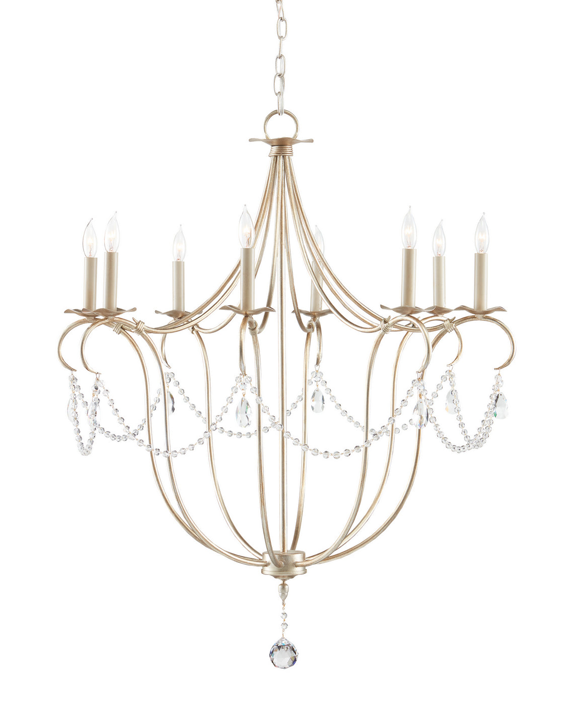 Currey and Company - 9891 - Eight Light Chandelier - Crystal - Silver Leaf