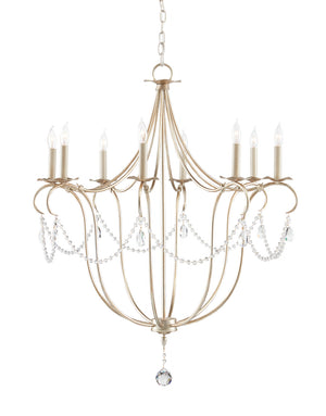 Currey and Company - 9891 - Eight Light Chandelier - Crystal - Silver Leaf