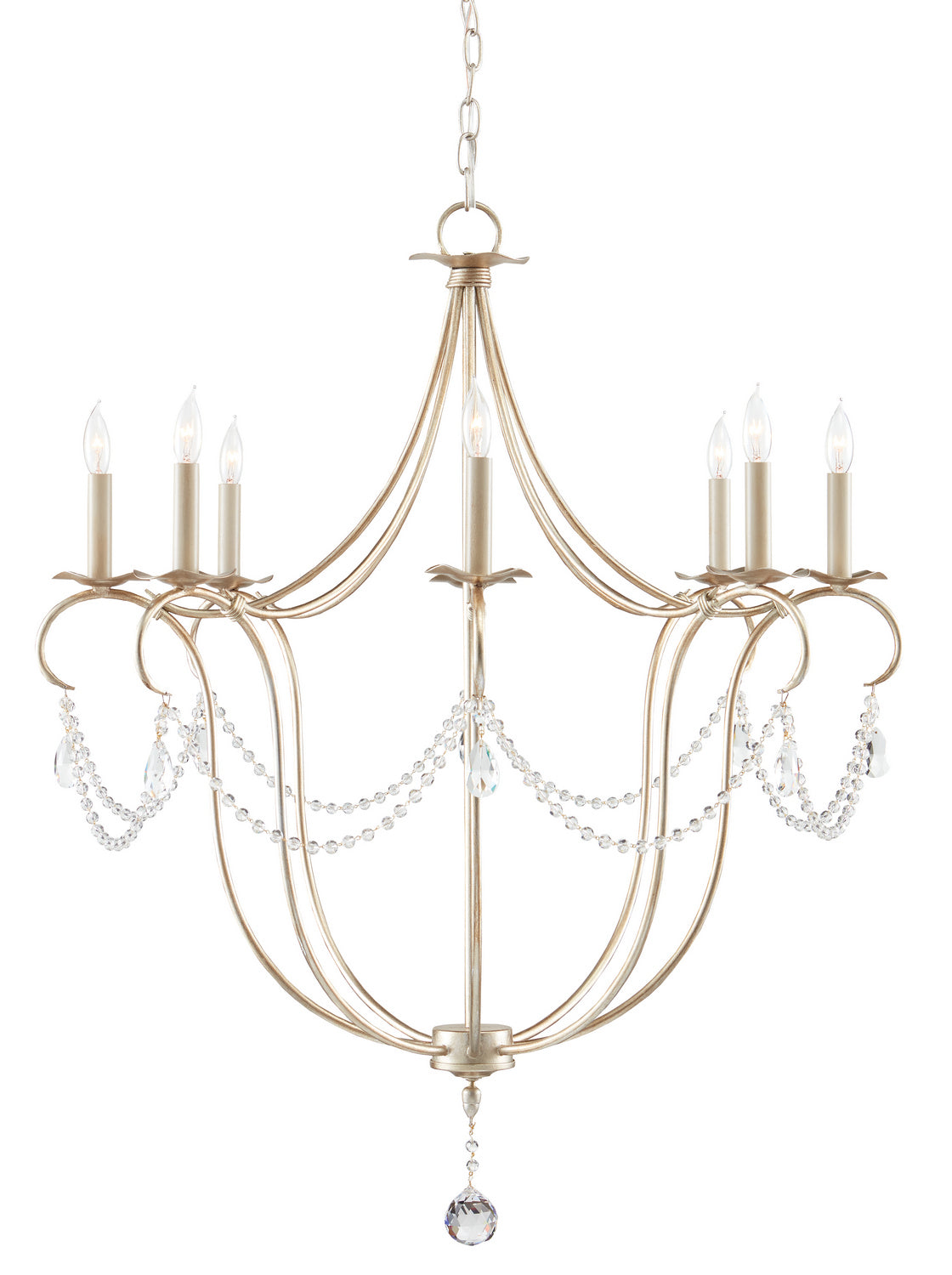 Currey and Company - 9891 - Eight Light Chandelier - Crystal - Silver Leaf