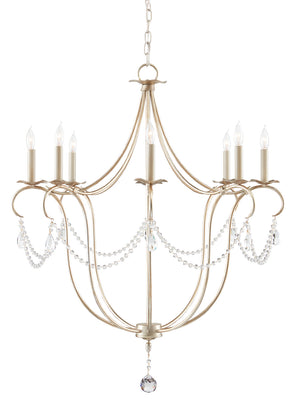 Currey and Company - 9891 - Eight Light Chandelier - Crystal - Silver Leaf