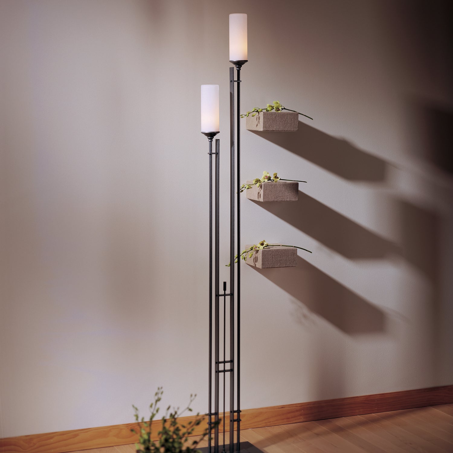 Hubbardton Forge - 248416-SKT-20-GG0073 - Metra Twin Tall Floor Lamp - Metra - Natural Iron