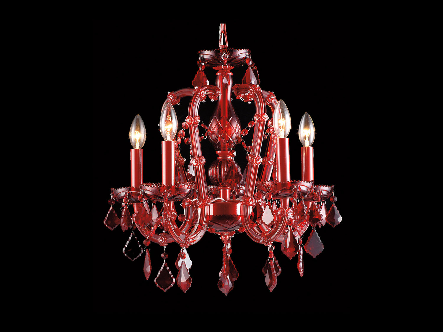 Avenue Lighting - HF1037-RED - Five Light Chandelier - Crimson Blvd. - Red Crystal