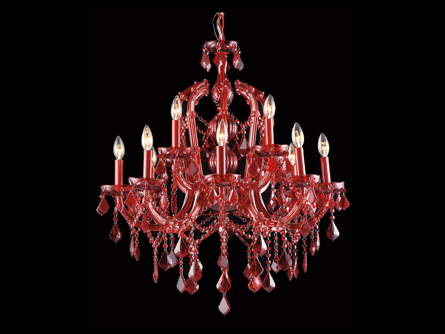 Avenue Lighting - HF1039-RED - 12 Light Chandelier - Crimson Blvd. - Red Crystal