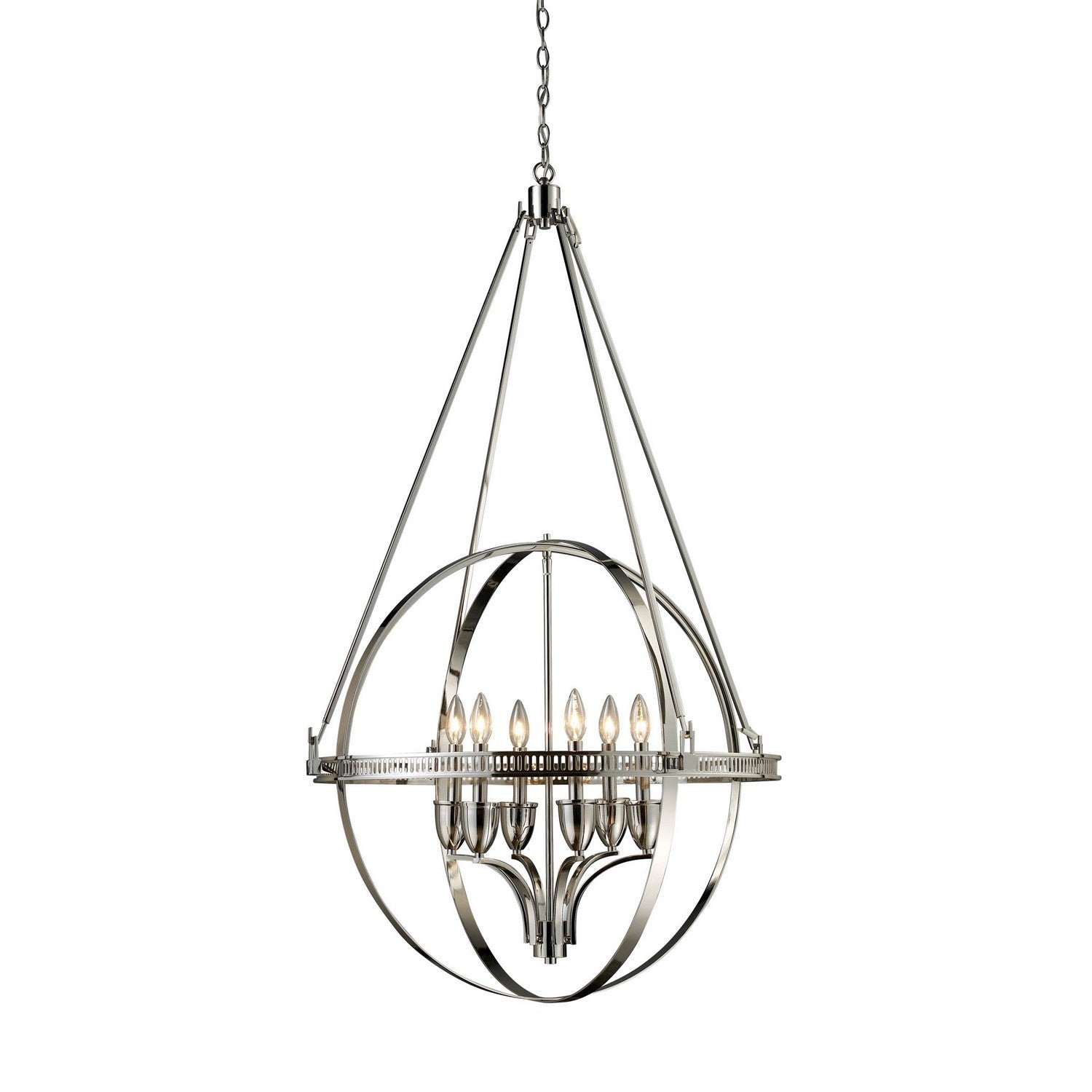 ELK Home - 10193/6 - Six Light Chandelier - Hemispheres - Polished Nickel