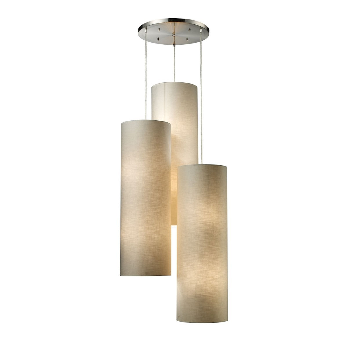 ELK Home - 20160/12R - 12 Light Pendant - Fabric Cylinders - Satin Nickel