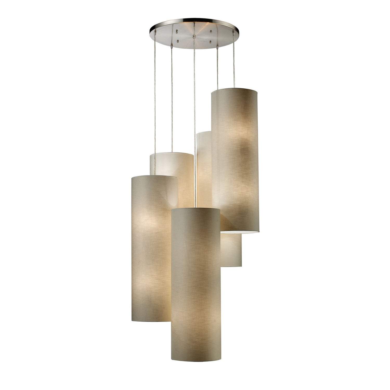 ELK Home - 20160/20R - 20 Light Pendant - Fabric Cylinders - Satin Nickel