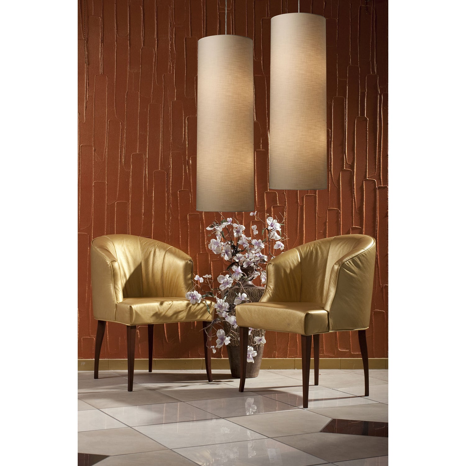 ELK Home - 20160/4 - Four Light Pendant - Fabric Cylinders - Satin Nickel