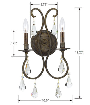 Crystorama - 5012-EB-CL-MWP - Two Light Wall Sconce - Ashton - English Bronze