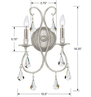 Crystorama - 5012-OS-CL-MWP - Two Light Wall Sconce - Ashton - Olde Silver