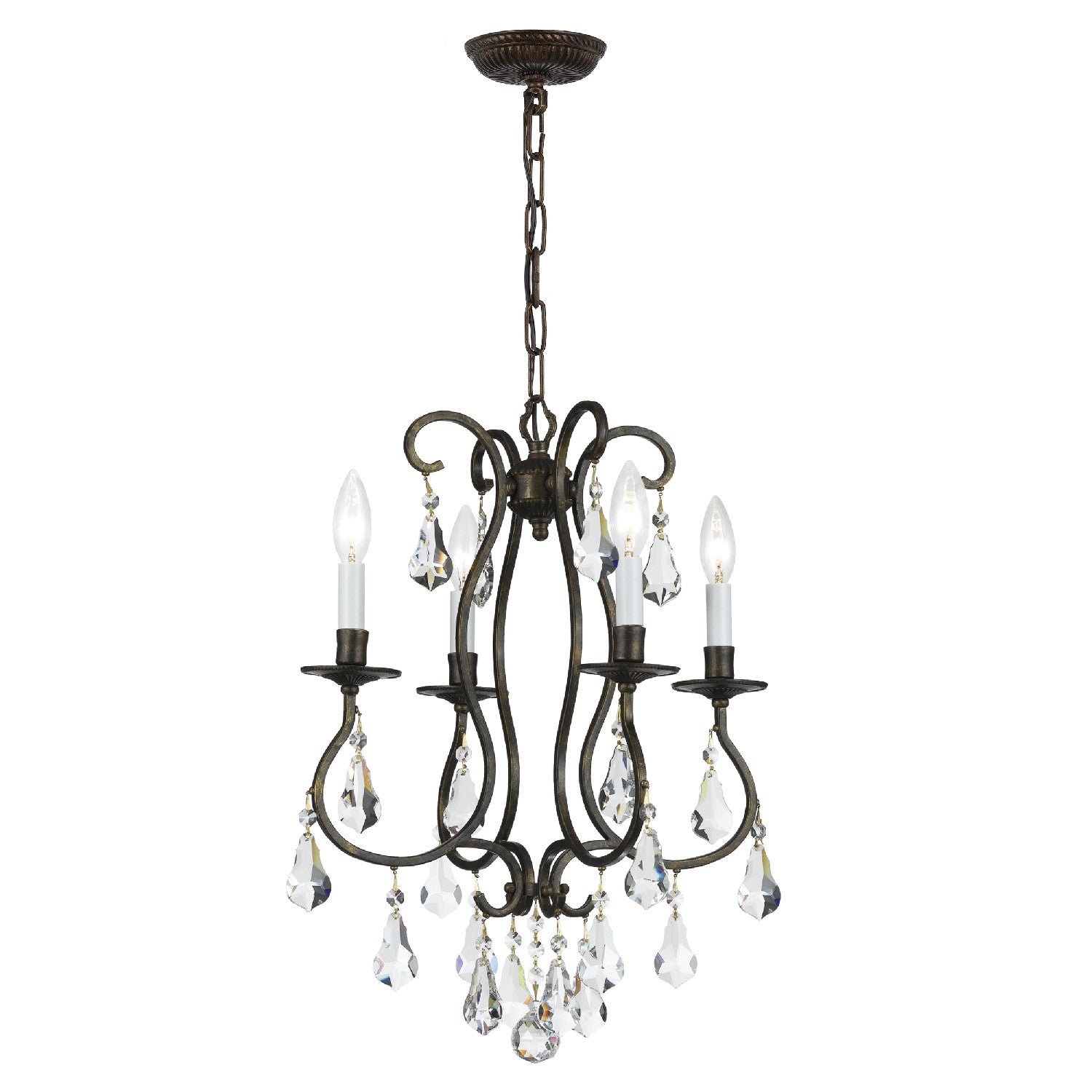 Crystorama - 5014-EB-CL-MWP - Four Light Mini Chandelier - Ashton - English Bronze