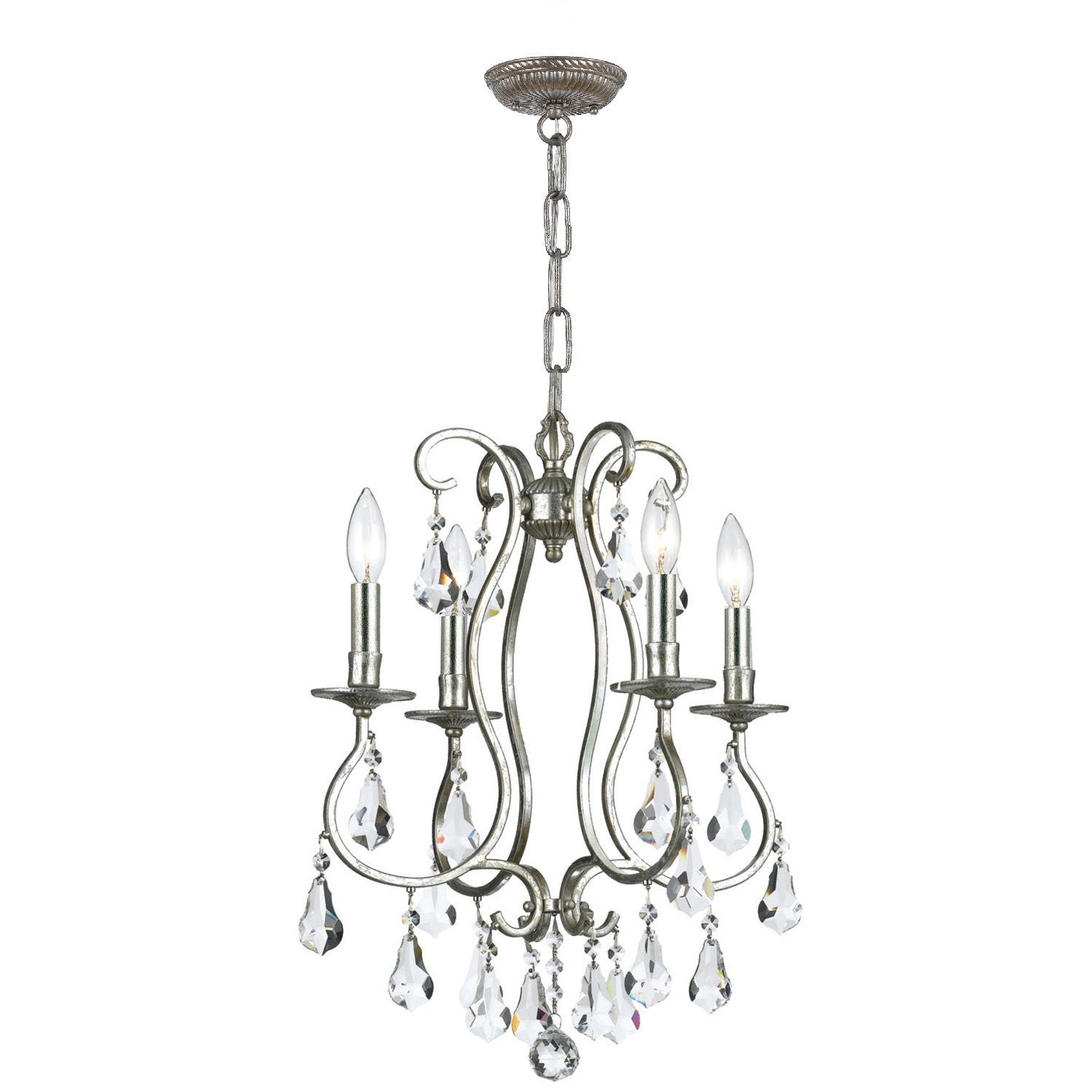 Crystorama - 5014-OS-CL-MWP - Four Light Mini Chandelier - Ashton - Olde Silver