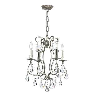 Crystorama - 5014-OS-CL-MWP - Four Light Mini Chandelier - Ashton - Olde Silver