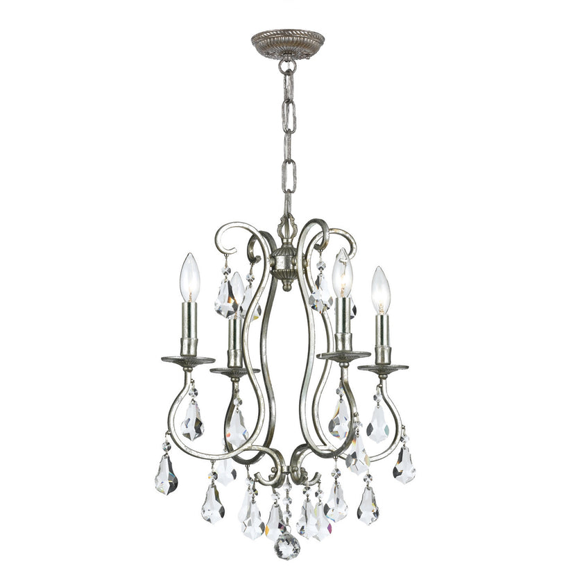 Crystorama - 5014-OS-CL-MWP - Four Light Mini Chandelier - Ashton - Olde Silver