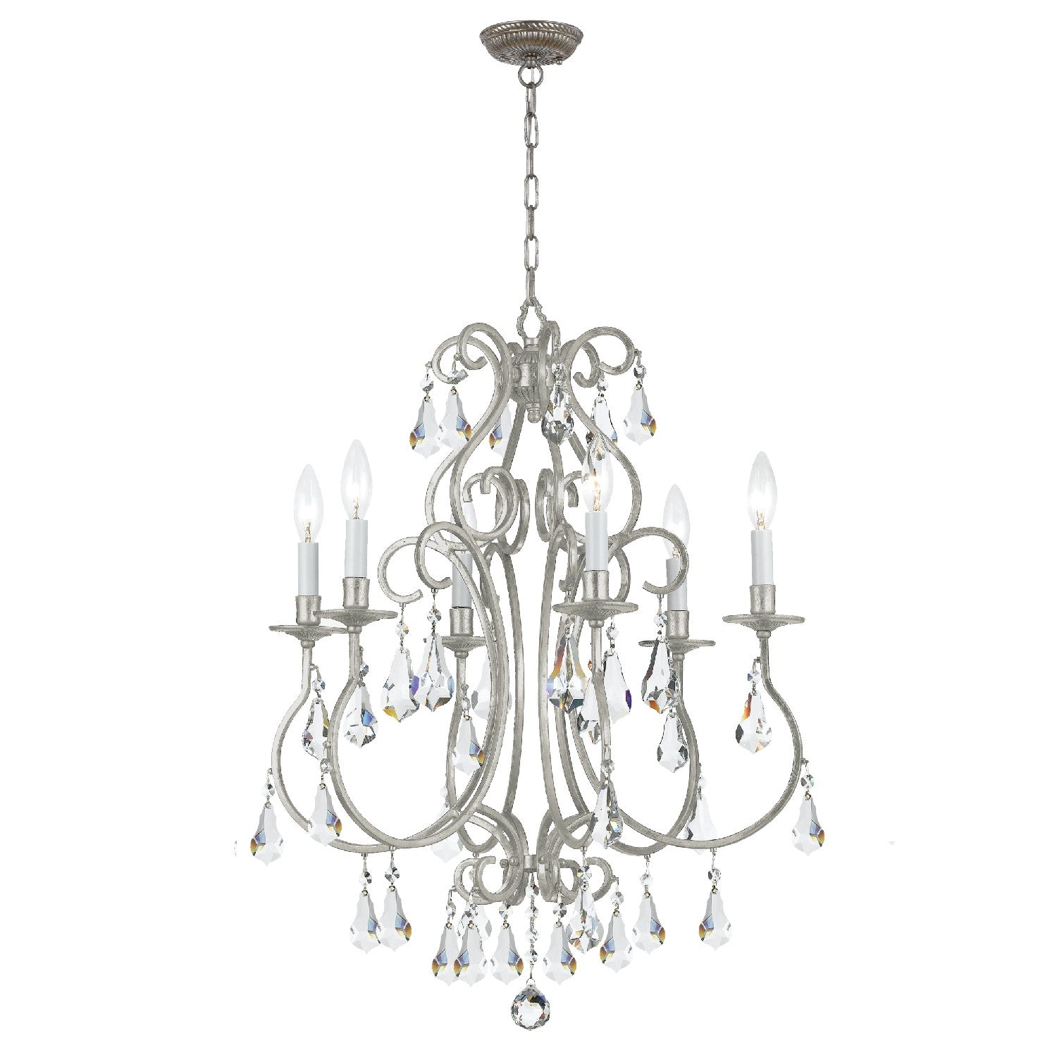 Crystorama - 5016-OS-CL-MWP - Six Light Chandelier - Ashton - Olde Silver