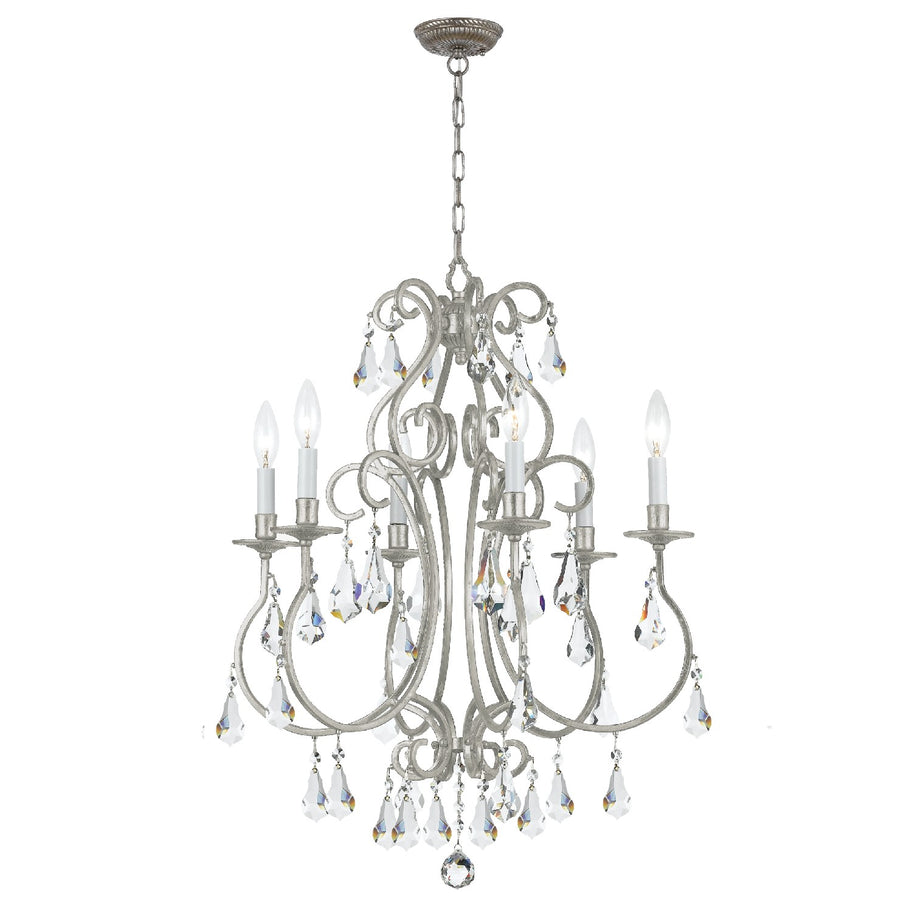 Crystorama - 5016-OS-CL-MWP - Six Light Chandelier - Ashton - Olde Silver