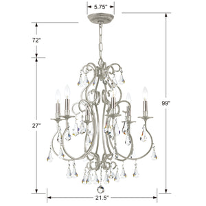 Crystorama - 5016-OS-CL-MWP - Six Light Chandelier - Ashton - Olde Silver