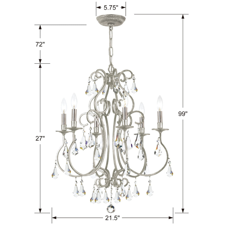 Crystorama - 5016-OS-CL-MWP - Six Light Chandelier - Ashton - Olde Silver