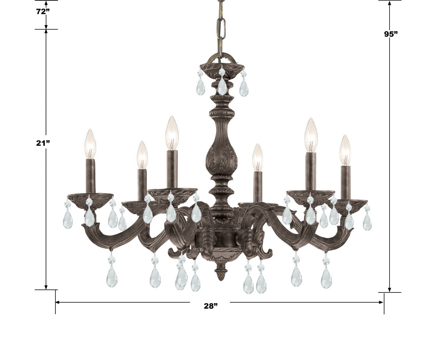 Crystorama - 5036-VB-CL-MWP - Six Light Chandelier - Paris Market - Venetian Bronze