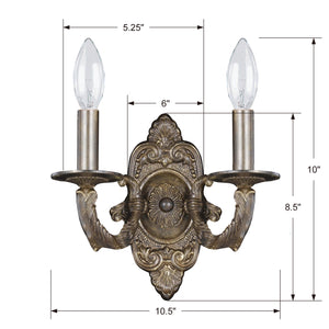 Crystorama - 5122-VB - Two Light Wall Sconce - Paris Market - Venetian Bronze